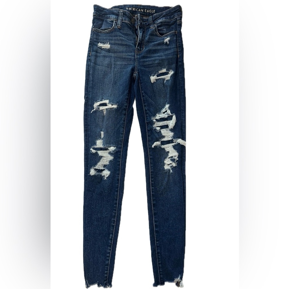 American Eagle Outfitters Blue Skinny Jeans Distressed Style